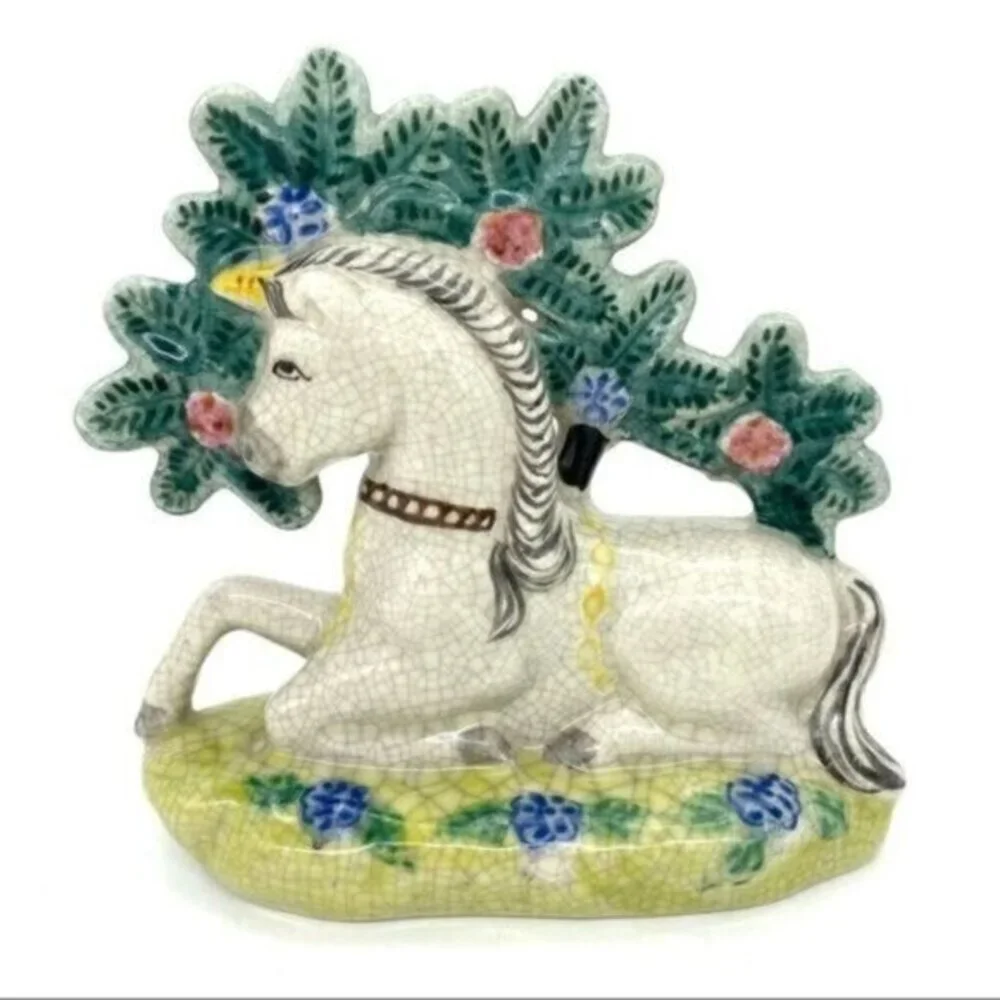 Vintage Staffordshire England Unicorn Horse Figurine Hand Painted